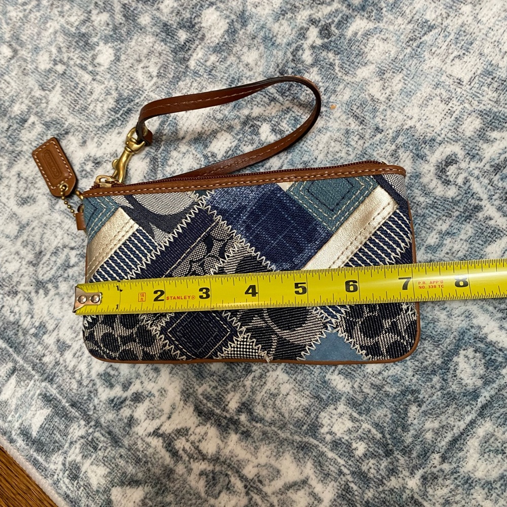 Coach RARE Patchwork Wristlet in Blue Denim and Brown Leather NWOT - Picture 4 of 5